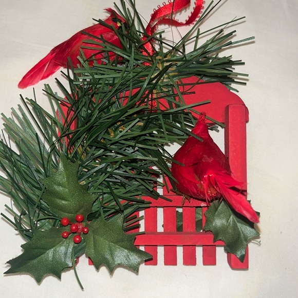 Cardinals on a Fence Christmas Ornament - Picture 2 of 2